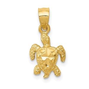 14k Yellow Gold Mini Turtle Necklace Charm Pendant